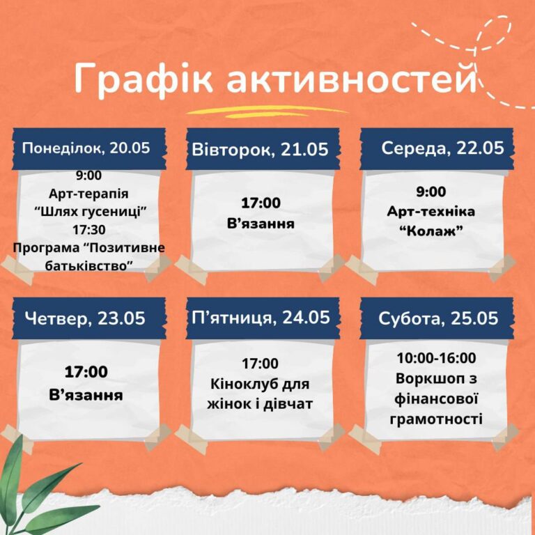 Графік активностей 20.05 – 25.05.2024