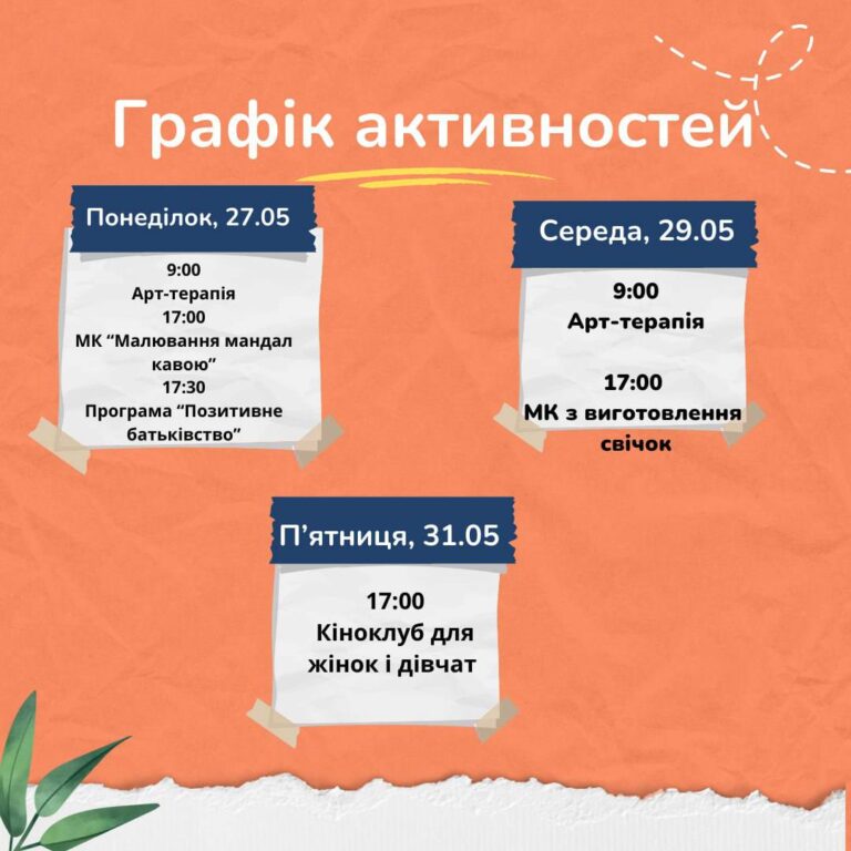 Графік активностей 27.05 – 31.05.2024